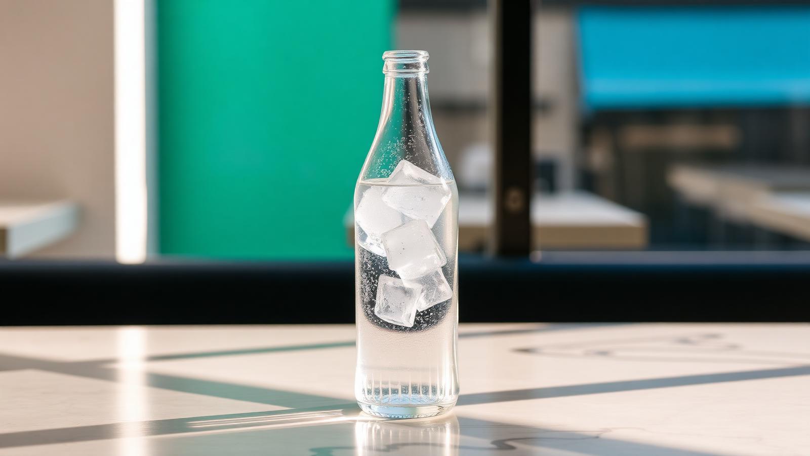 Sealed bottled water on a Mexico City cafe table, illustrating safe drinking water practices for travelers